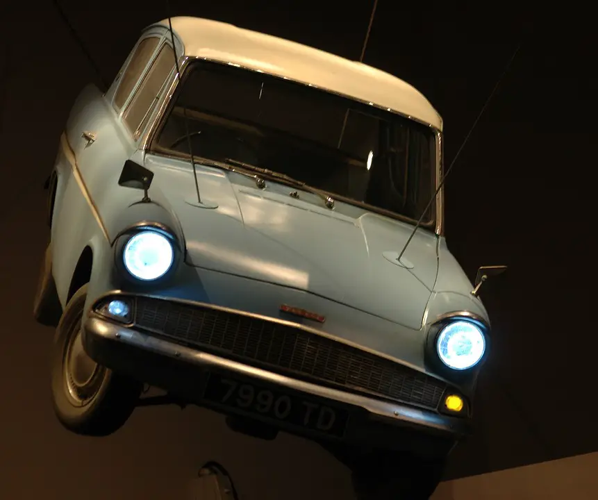 Actual Ford Anglia from the Harry Potter movies.. It will also give your wedding a classic vintage feel.