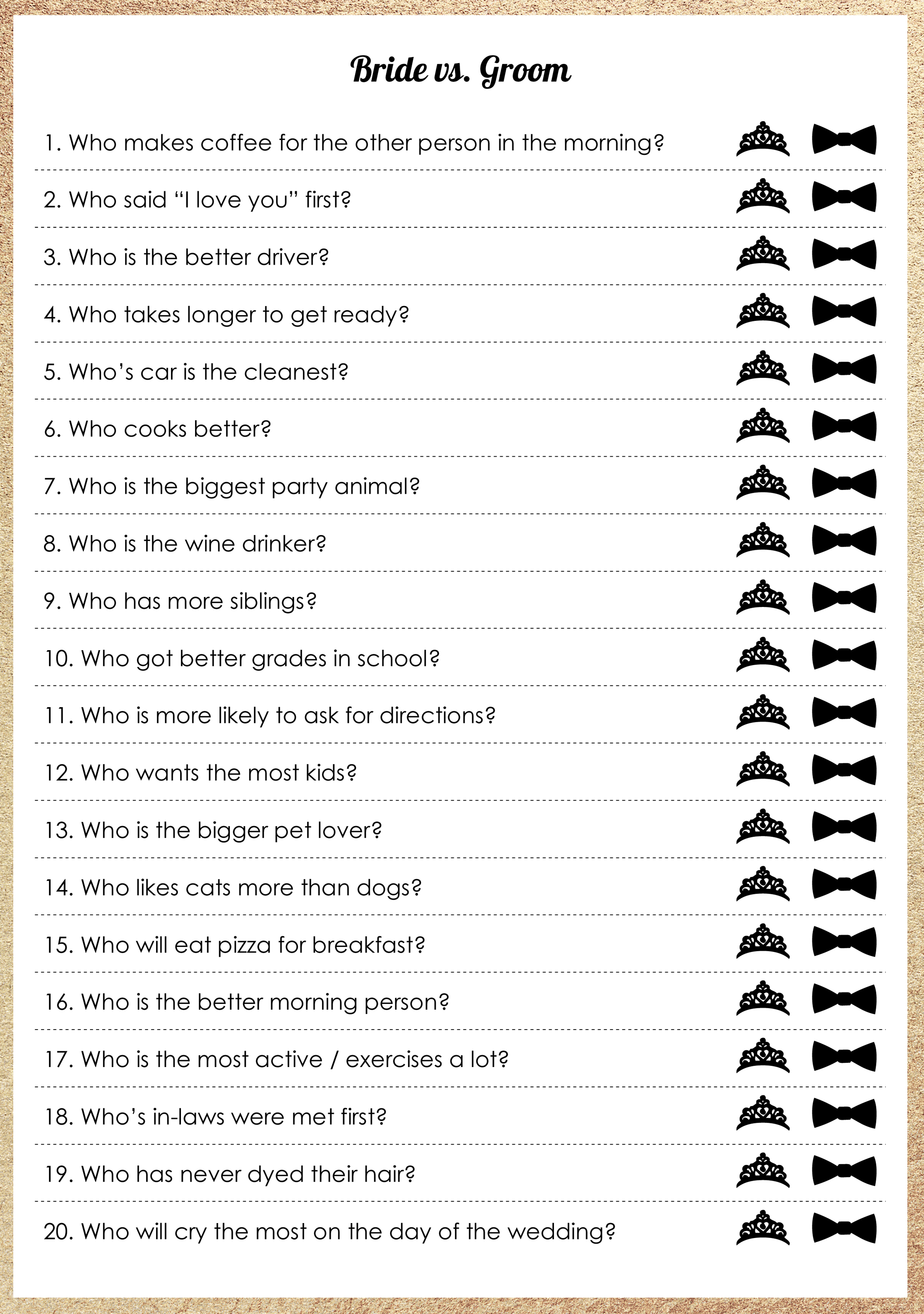 14 Easy and super fun Bridal Shower Games + FREE Printables THE WEDDING CLUB
