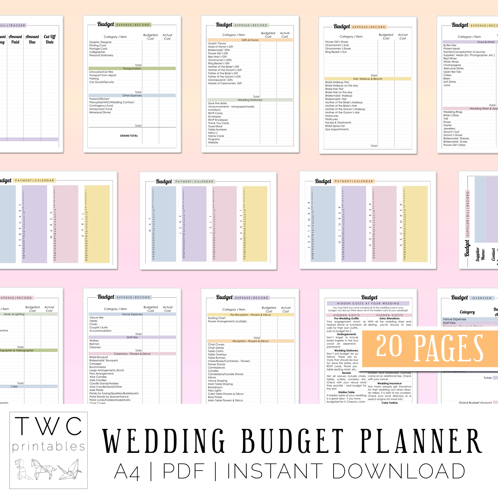 Wedding Budget Planner 2019 - plan every detail of your wedding budget! Plan your wedding budget with these amazing budget printables!