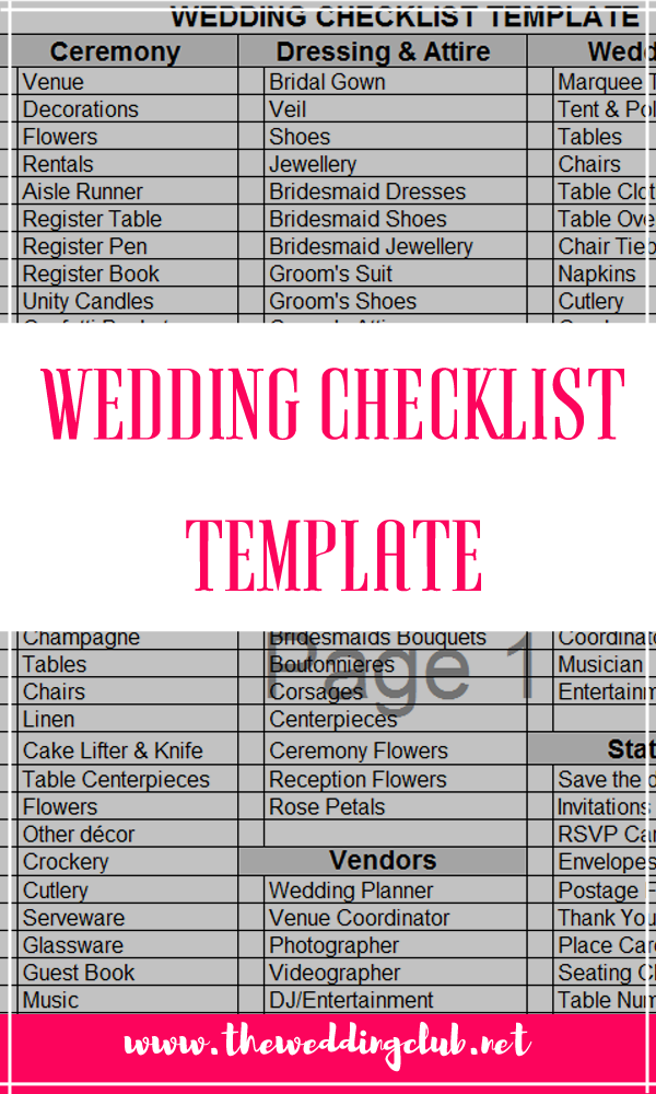 wedding checklist template