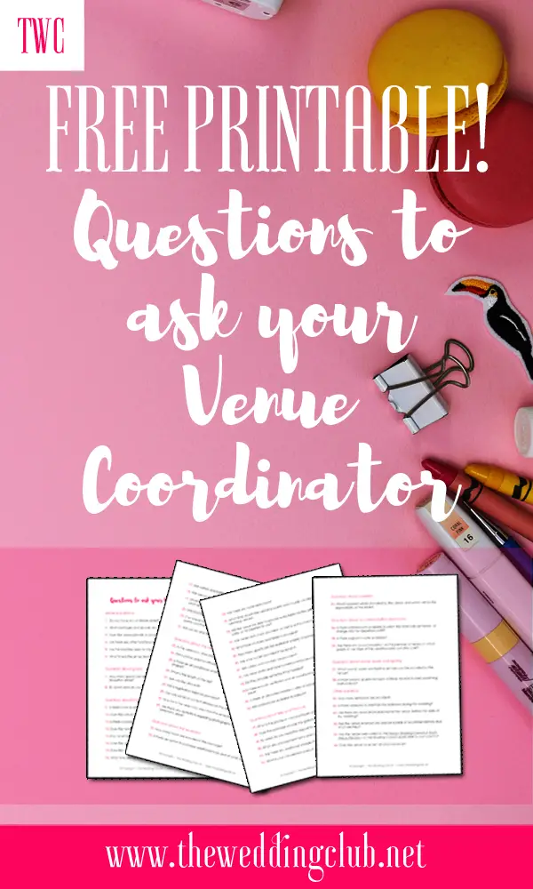 how to find the perfect wedding venue - venue coordinator versus wedding planner - free printable - questions to ask your venue coordinator