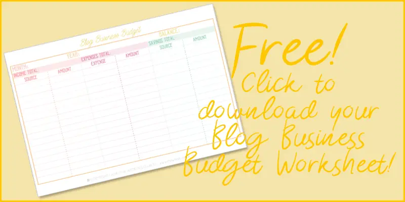 Blog budget worksheet - set up a budget for your blog