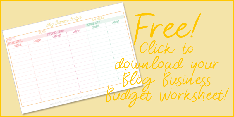 Blog budget worksheet - set up a budget for your blog