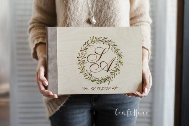 Personalized Wood Photo Honeymoon Album by CraftBuro