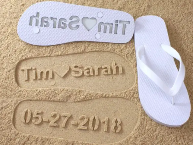 Custom Bridal Flip Flops - Personalized Sand Imprint Sandals by FlipSideFlipFlops