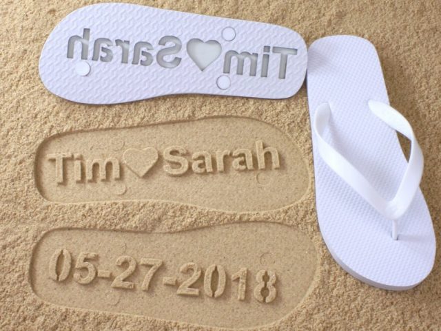 Custom Bridal Flip Flops - Personalized Sand Imprint Sandals by FlipSideFlipFlops