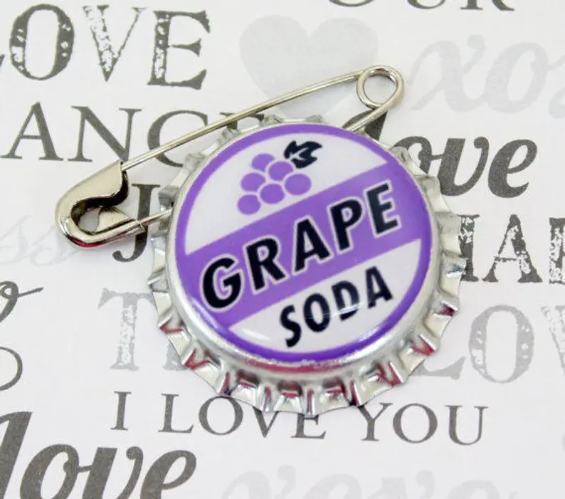 Ellie Badge Grape Soda PIN by ClayfullyYoursBySara