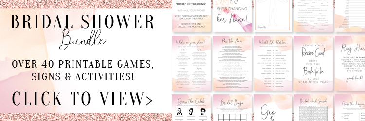 Pink Bridal Shower Games Bundle - Over 40 printable games, signs and activities for your epic bridal shower! These printables are designed in gorgeous pink and orange watercolors.