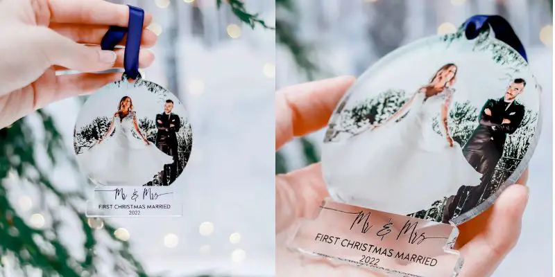 Wedding gift registry Etsy - First Christmas custom ornament by SecretCreation on etsy - The Wedding Club