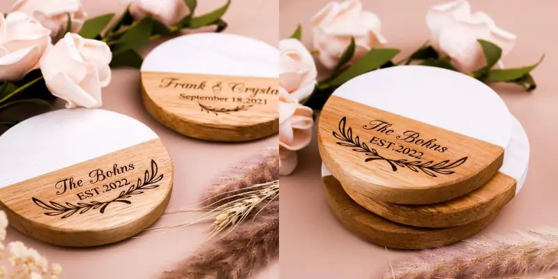 Wedding gift registry Etsy - custom wood marble coasters - Dreamhousebuilder - The Wedding Club