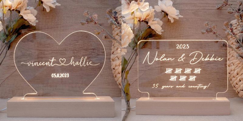 Wedding gift registry Etsy - personalized night light - by CustomHappinessShop - The Wedding Club