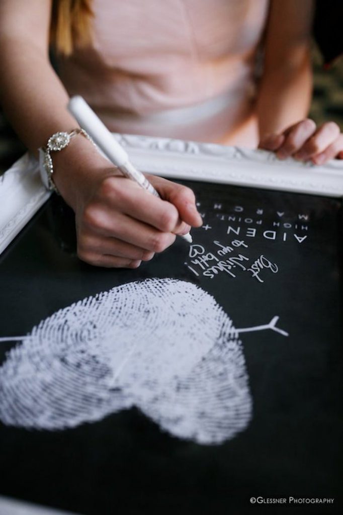 Chalkboard Wedding Fingerprint Guest Book Alternative with Your Heart Thumbprint Unique Black and White Guestbook Wedding Ideas