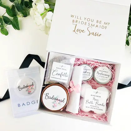 Pre filled, will you be my Bridesmaid box. Personalised bridesmaid proposal gift set. by JustBeautifulGifts