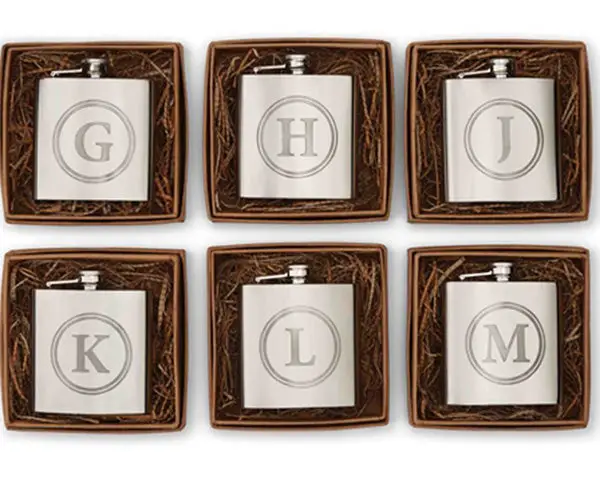 Silver Initial Flask with Gift Box