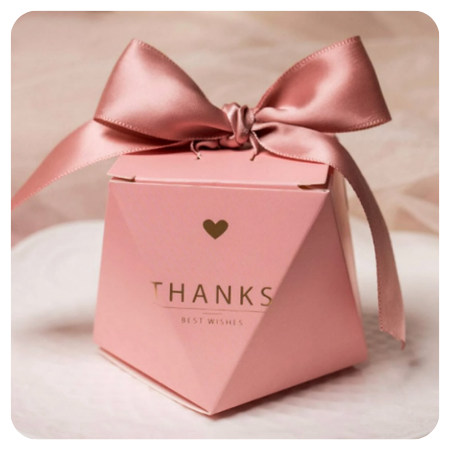 Thank You Favor Gift Box With Elegant Satin Ribbon, Bow and Tag