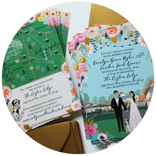 Custom Illustrated Wedding Invitation by chicksnhens | 23+ Ways to include your dog in your wedding - These dog wedding ideas are perfect for the couple who wants to include their favorite pup on their big day!