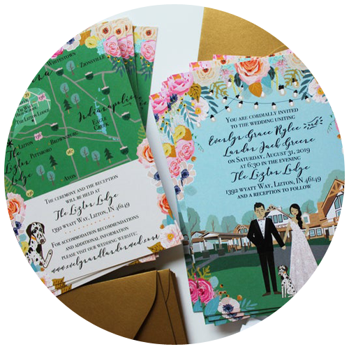 Custom Illustrated Wedding Invitation by chicksnhens | 23+ Ways to include your dog in your wedding - These dog wedding ideas are perfect for the couple who wants to include their favorite pup on their big day!