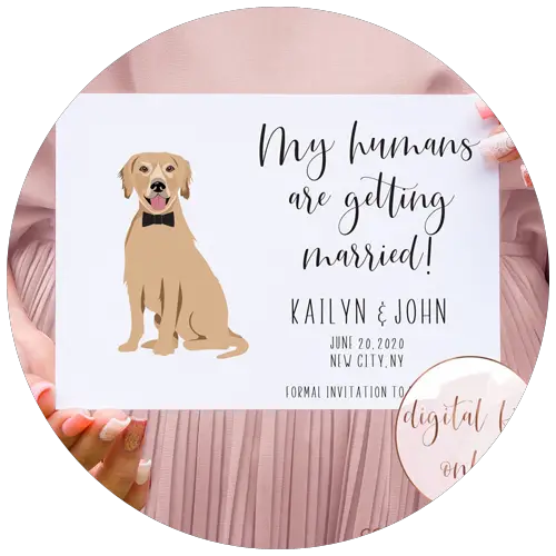 Custom pet Save the date illustration by CopperandConfettiCo | 23+ Ways to include your dog in your wedding - These dog wedding ideas are perfect for the couple who wants to include their favorite pup on their big day!