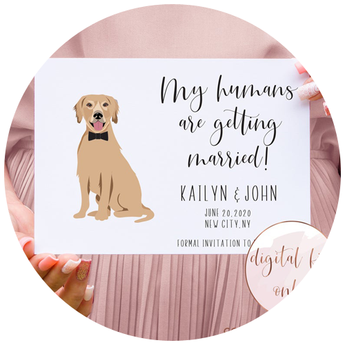 Custom pet Save the date illustration by CopperandConfettiCo | 23+ Ways to include your dog in your wedding - These dog wedding ideas are perfect for the couple who wants to include their favorite pup on their big day!