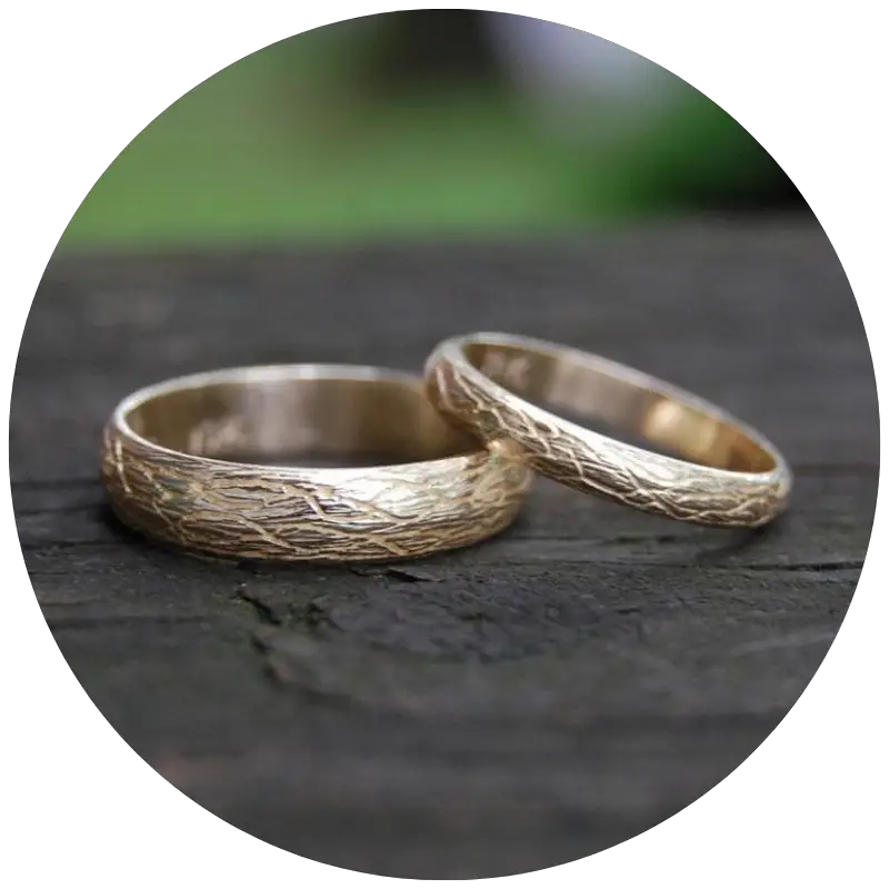 natural wedding gold vine rings