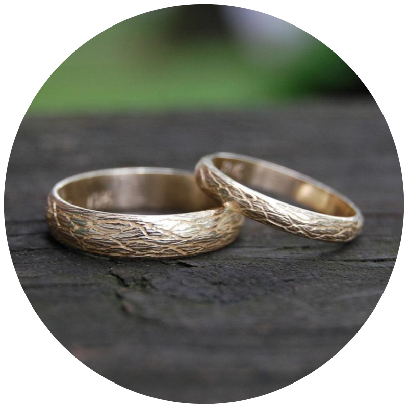 natural wedding gold vine rings