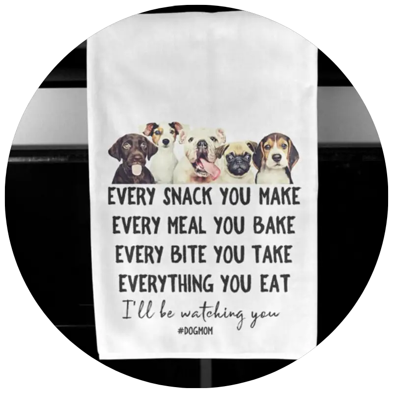 Dog kitchen towel by PeanutandPumpkinShop | 23+ Ways to include your dog in your wedding - These dog wedding ideas are perfect for the couple who wants to include their favorite pup on their big day!