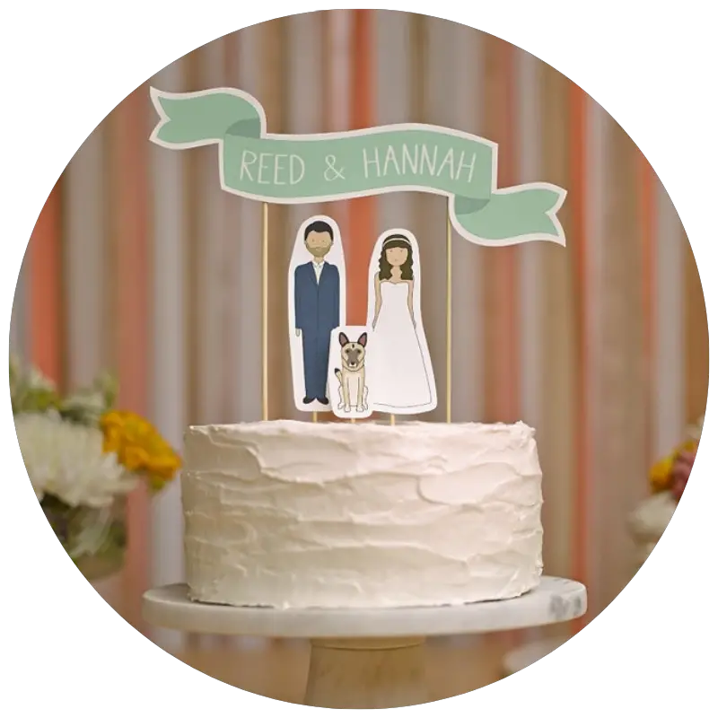 Custom pet cake topper by ReadyGo | 23+ Ways to include your dog in your wedding - These dog wedding ideas are perfect for the couple who wants to include their favorite pup on their big day!