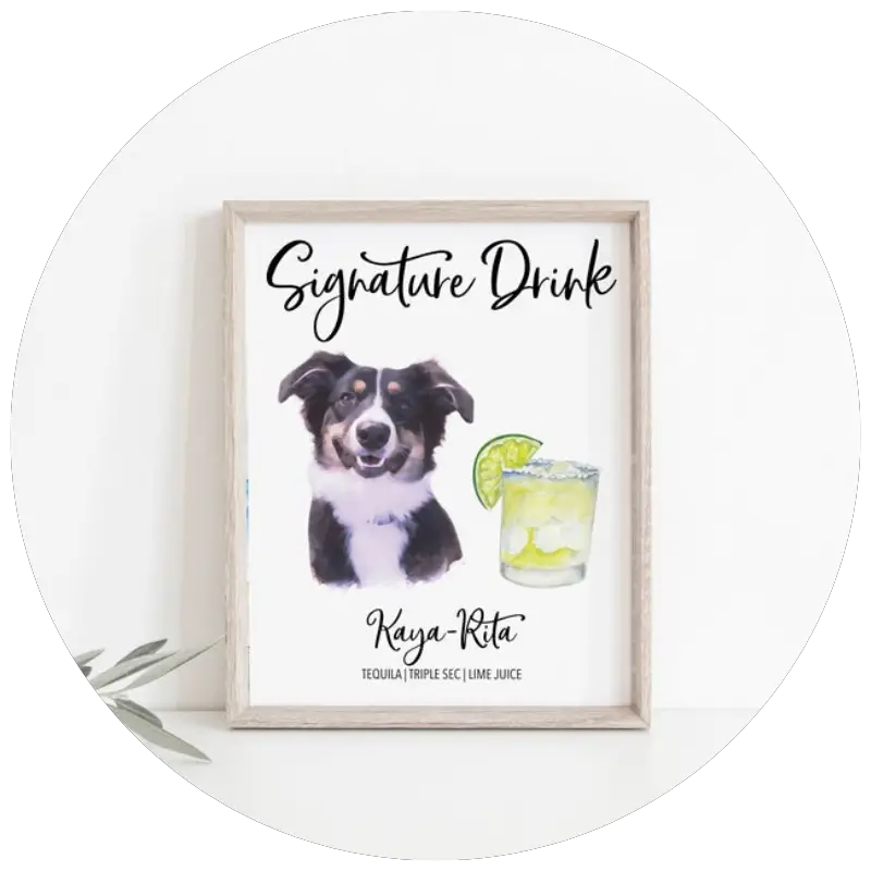 Pet Signature Drink Sign by PublicRoadPrints | 23+ Ways to include your dog in your wedding - These dog wedding ideas are perfect for the couple who wants to include their favorite pup on their big day!
