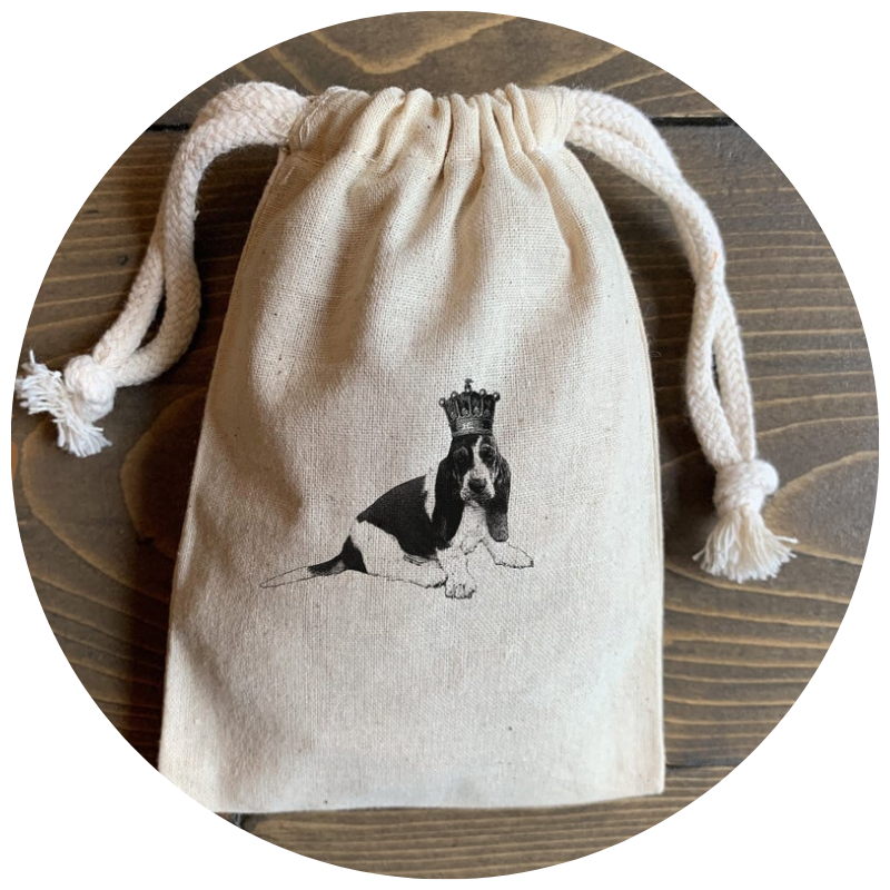 Hound Dog drawstring bags by BlueMountainBags | 23+ Ways to include your dog in your wedding - These dog wedding ideas are perfect for the couple who wants to include their favorite pup on their big day!