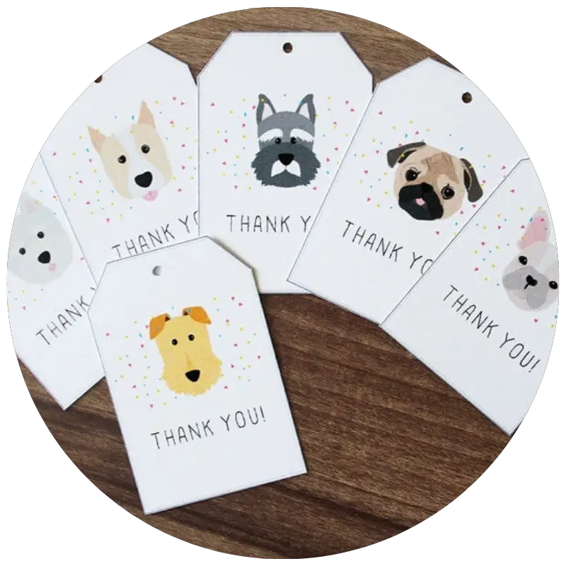Set of 12 Thank You Gift Tags by Wonderflies | 23+ Ways to include your dog in your wedding - These dog wedding ideas are perfect for the couple who wants to include their favorite pup on their big day!