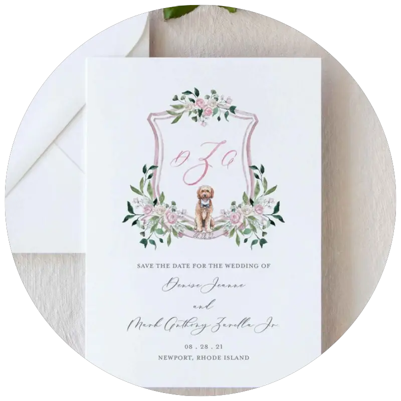 Custom Pet Watercolor Crest by SterlingStripes | 23+ Ways to include your dog in your wedding - These dog wedding ideas are perfect for the couple who wants to include their favorite pup on their big day!