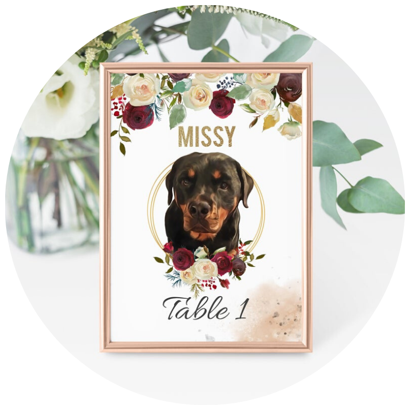 Burgundy Wedding Table Numbers by FunkyAndGlitz | 23+ Ways to include your dog in your wedding - These dog wedding ideas are perfect for the couple who wants to include their favorite pup on their big day!