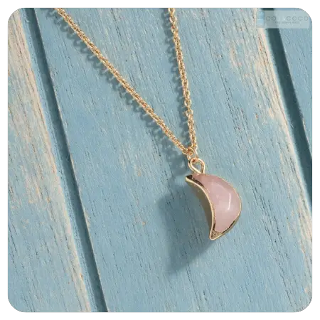 Crescent moon pendant necklace by cotacoco - Simply gorgeous rose quartz wedding things - The Wedding Club