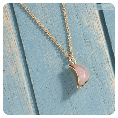 Crescent moon pendant necklace by cotacoco - Simply gorgeous rose quartz wedding things - The Wedding Club