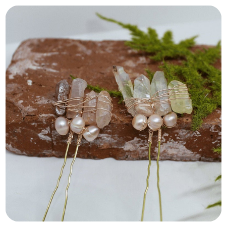 KRISTA Raw Stone Blush Quartz Crystal Hair Pin by ADelicateFancy - Simply gorgeous rose quartz wedding things - The Wedding Club