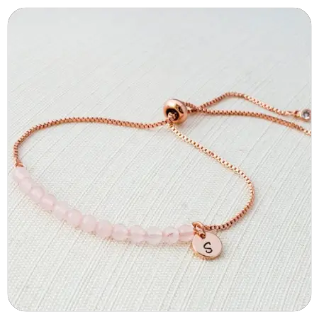 Personalised rose quartz slider bracelet by CustomChic801 - Simply gorgeous rose quartz wedding things - The Wedding Club