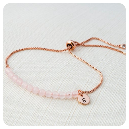 Personalised rose quartz slider bracelet by CustomChic801 - Simply gorgeous rose quartz wedding things - The Wedding Club