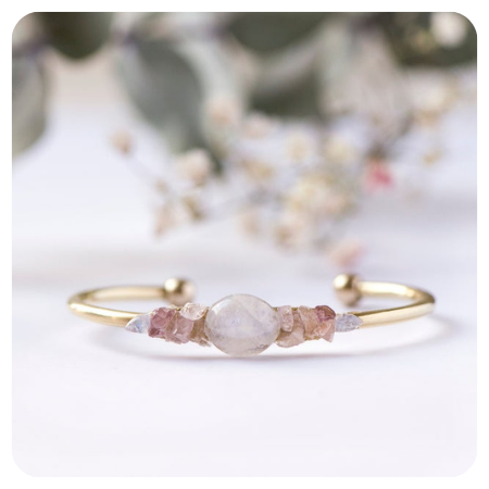 Raw Gemstone Bridal Bangle BY CharlieGirlGems - Simply gorgeous rose quartz wedding things - The Wedding Club