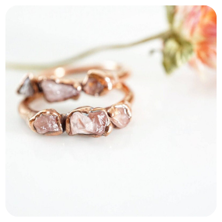 Raw Rose Quartz Ring by PebbleAndStoneStore - Simply gorgeous rose quartz wedding things - The Wedding Club