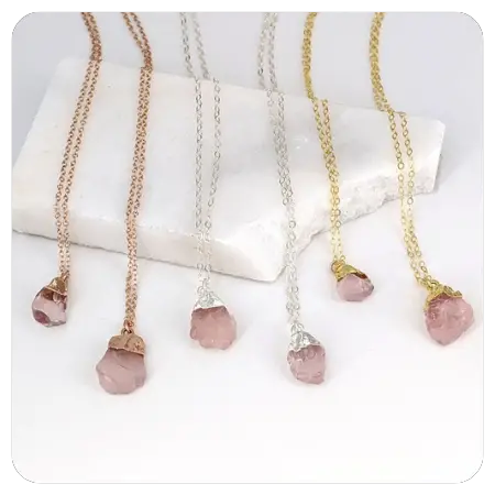 Raw rose quartz necklace by StudioVy - Simply gorgeous rose quartz wedding things - The Wedding Club