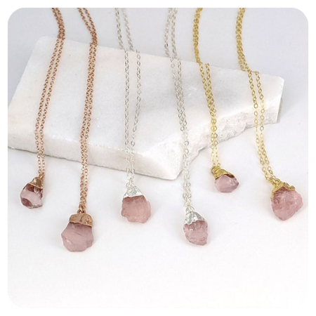 Raw rose quartz necklace by StudioVy - Simply gorgeous rose quartz wedding things - The Wedding Club