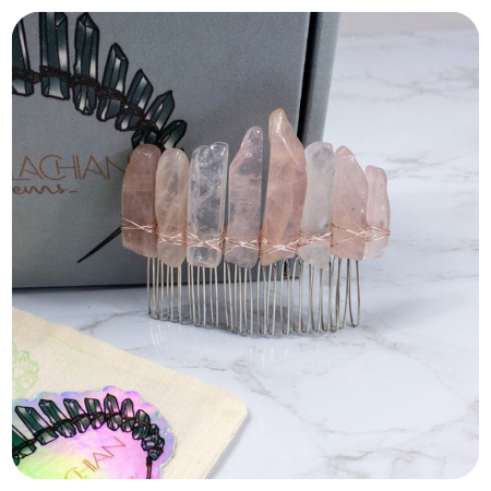 Rose Quartz Hair Comb by AppalachianGemsUS - Simply gorgeous rose quartz wedding things - The Wedding Club