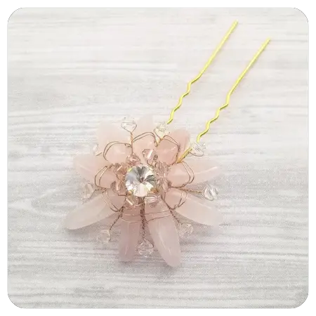 Rose Quartz Hair Pin by BellaLorne - Simply gorgeous rose quartz wedding things - The Wedding Club