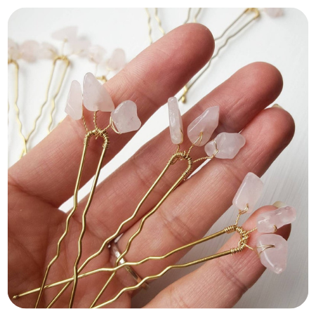 bridal hair pins rose quartz by HampshireJewels - Simply gorgeous rose quartz wedding things - The Wedding Club