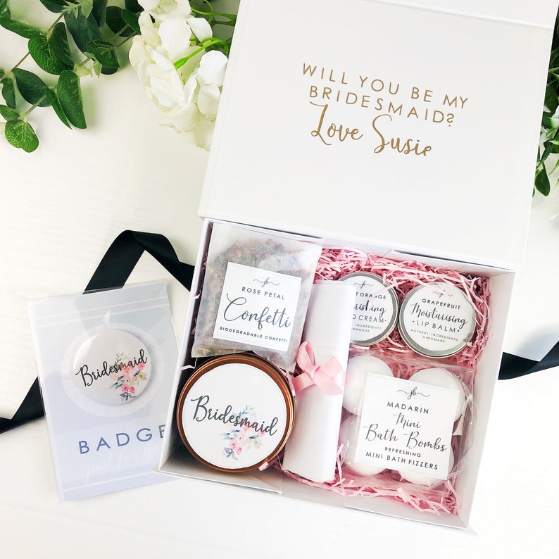 Pre-filled bridesmaid proposal box by JustBeautifulGifts