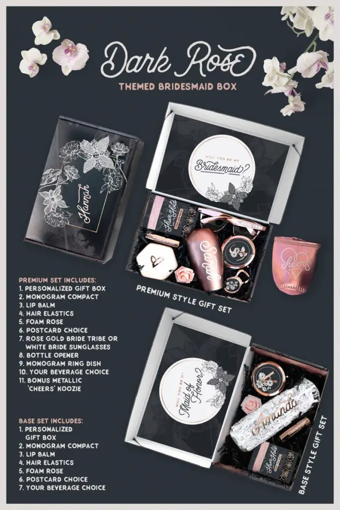 Dark Rose Bridesmaid Proposal Gift Set by SincerelyMeGift
