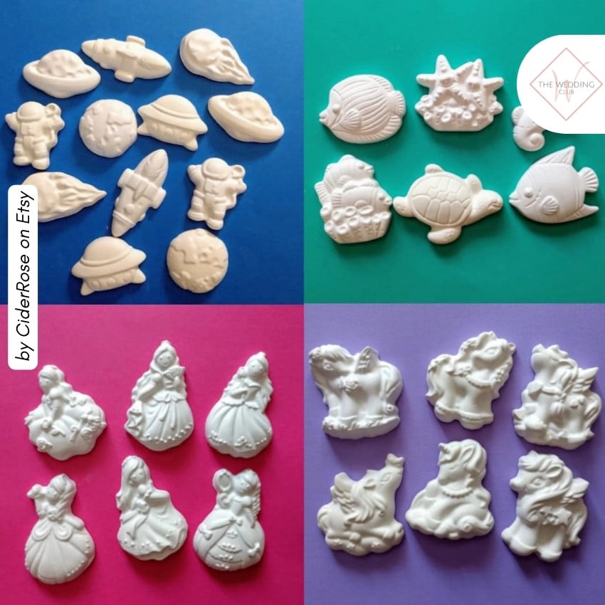 13 - Paint Your Own Party Favors by CiderRose on Etsy - 43 Things to add to the kiddies table at your wedding - The Wedding Club