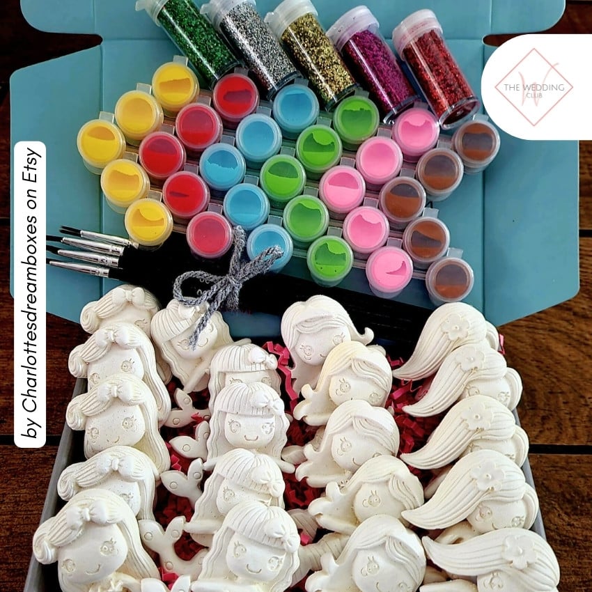 24 - Mermaid Painting Kit by Charlottesdreamboxes on Etsy - 43 Things to add to the kiddies table at your wedding - The Wedding Club