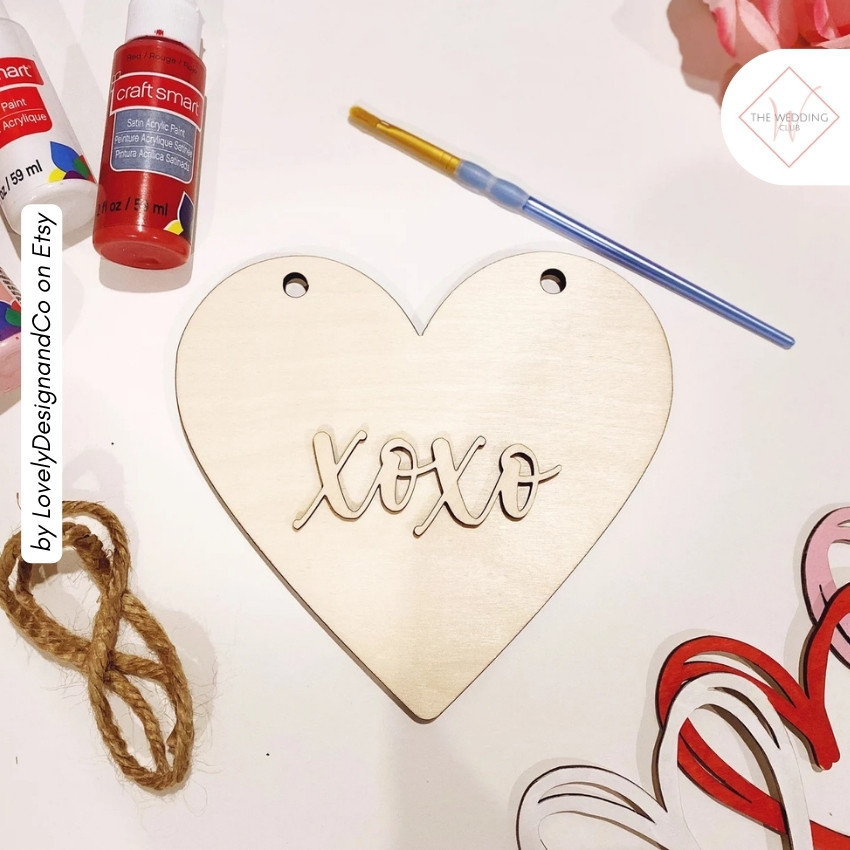 46 - Heart XOXO Valentine Paint Kit by LovelyDesignandCo on Etsy - 43 Things to add to the kiddies table at your wedding - The Wedding Club