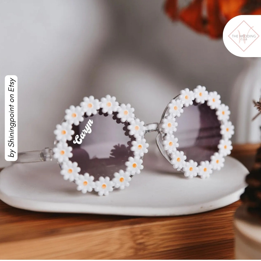 57 - Customized Flower Sunglasses for Kids by Shiningpoint on Etsy - 43 Things to add to the kiddies table at your wedding - The Wedding Club